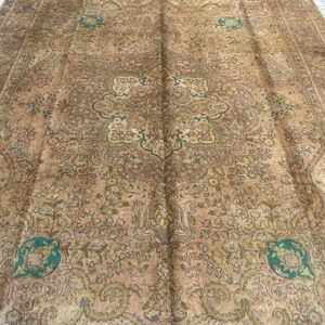 1970s Antique Rug, 10x12 Handmade Wool Rug, Low Pile Large Area Rug, Collector Piece Rug, Afghan Caucasian Design Rug, Rug For Dining Table,