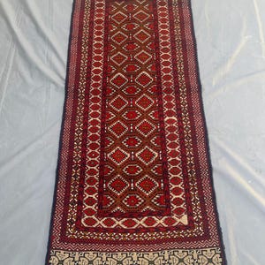 3x7 ft Red Rug, Handmade Wool Rug, Traditional Style Rug, Collector Piece Rug, Turkmen Tribal Rug, Hallway Runner Rug, Bedroom Décor,