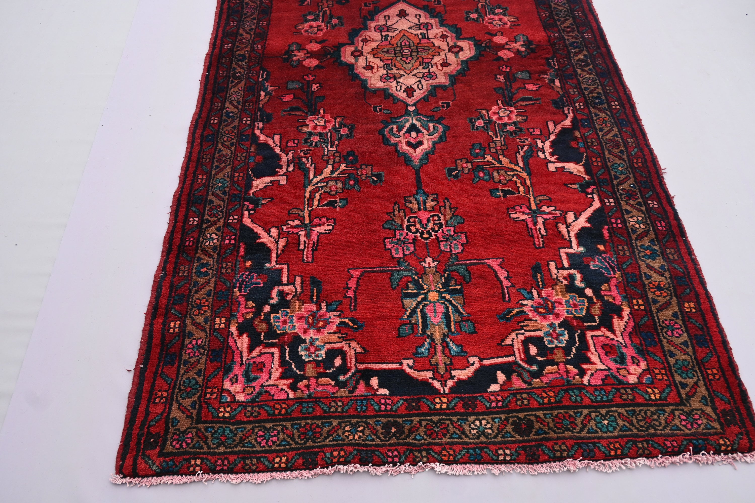 3.7x10.7フィート トルクメン ハンドメイド ウール ランナーラグ