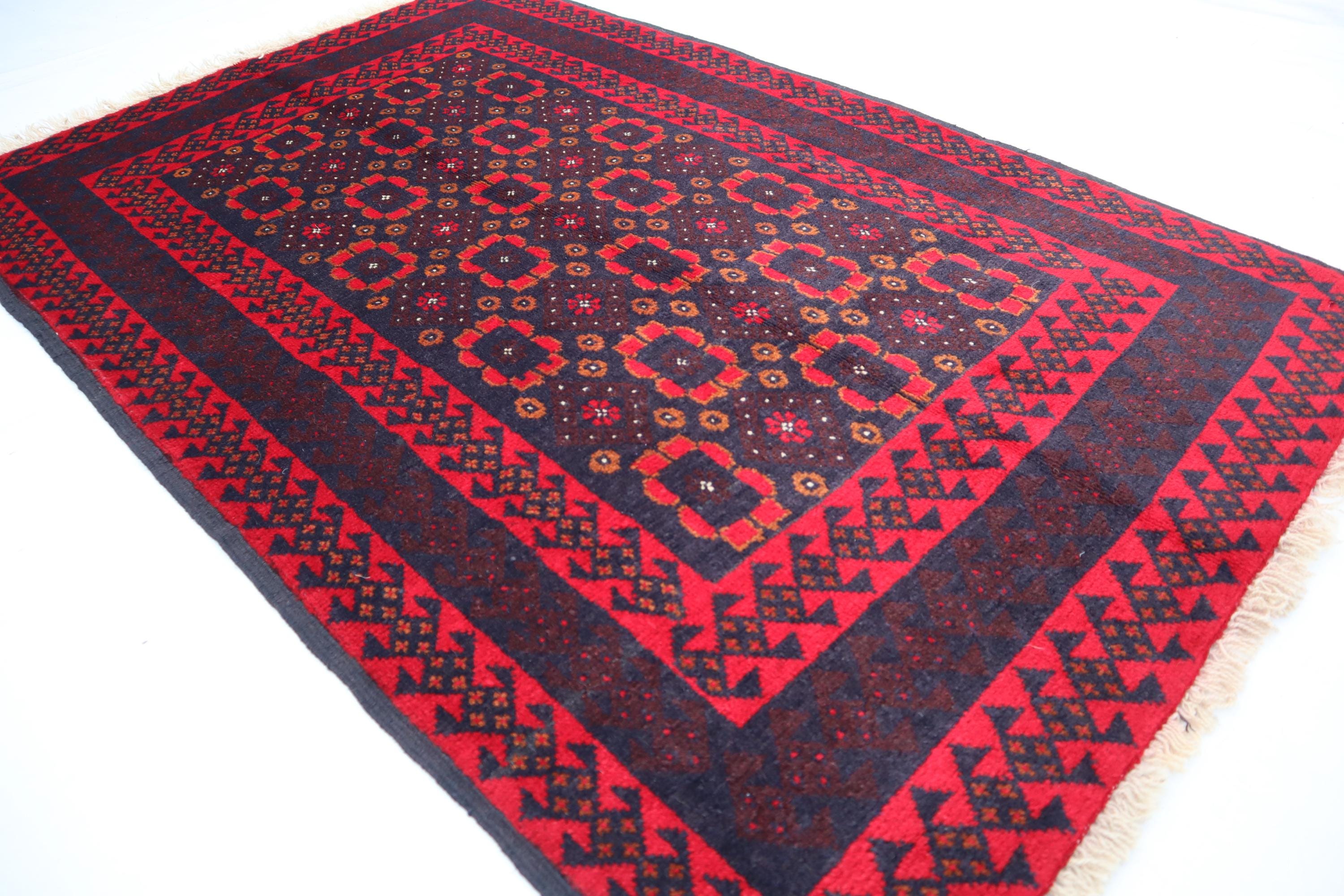 アフガニスタンのオリエンタルラグ、2.11x4.6インチのハンドノット