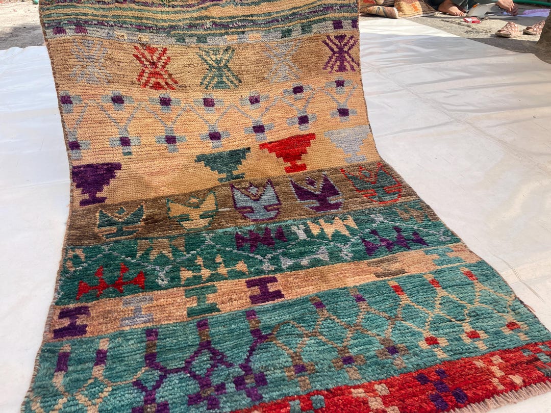 Afghan Antique Small Rug, 3x4 Hand Knotted Wool Rug, Geometric Design ...