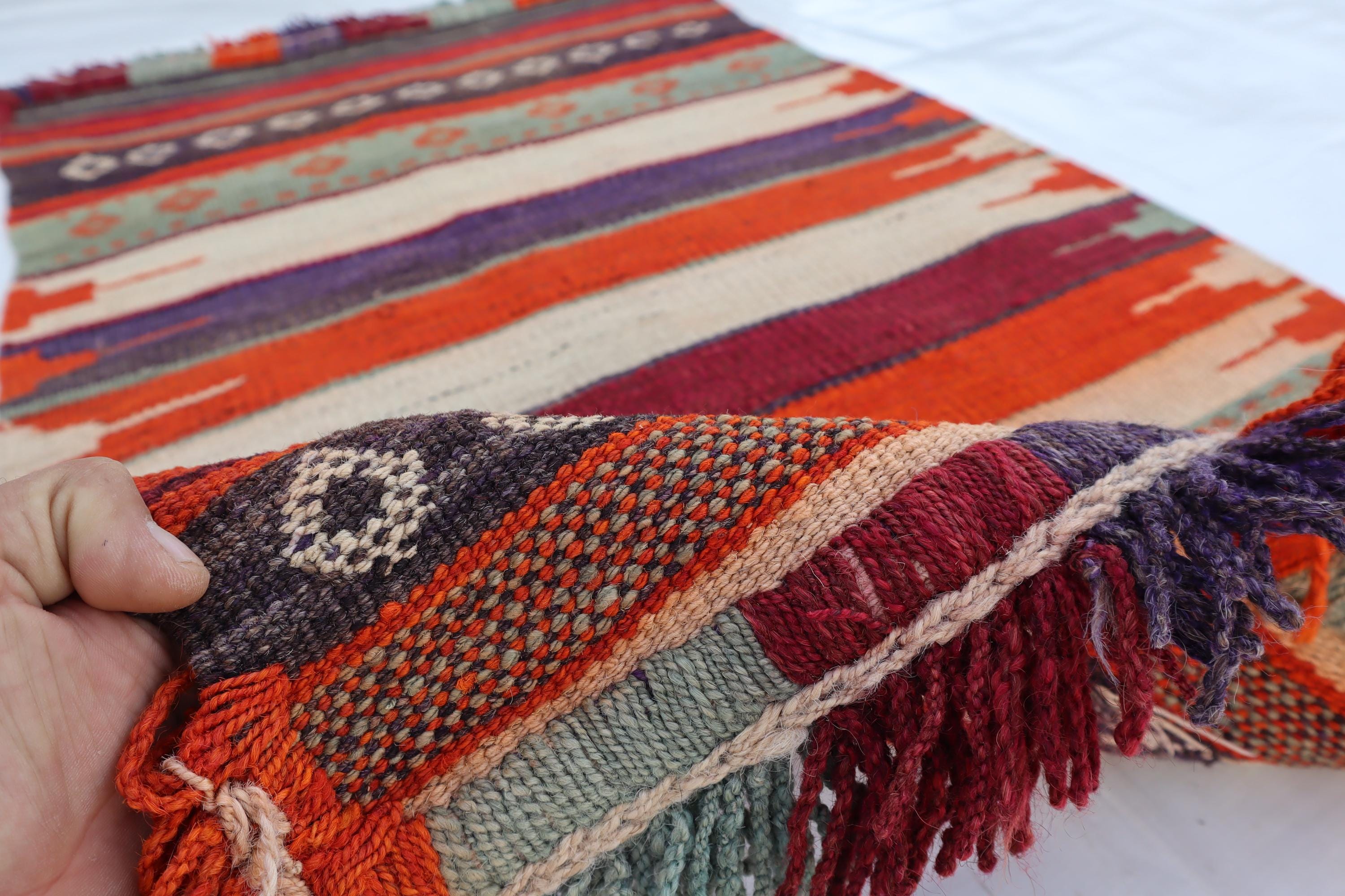 アフガニスタンアンティークキリムラグ、 2.5x3.9手織りウールラグ