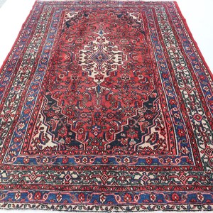 Turkmen Antique Red Rug, 7x10 Handmade Wool Rug, Soft Pile Geometric Design Rug, Afghan Tribal Rug, Excellent Condition Rug, Rug For Office,