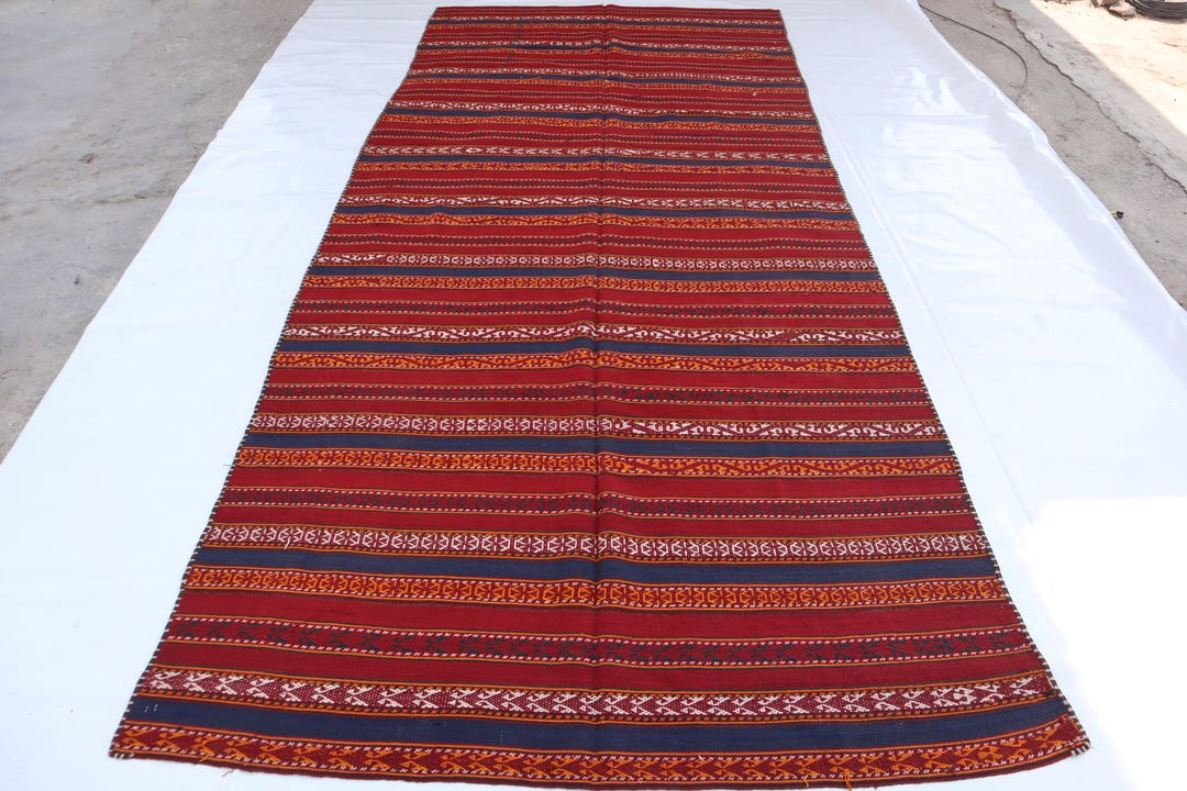 6x12 Rug Antique Wide Runner Rug, 6x12 Hand Knotted Wool Rug, Flatweave Oriental ...