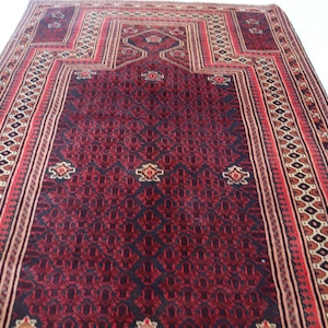 Afghan Biljik Prayer Rug, 3x4 Handmade Wool Rug, Afghan Prayer Rug, Turkmen Oriental Rug, Soft Fine Blue Rug, Tradition Area Rug, 3x4 Rug,