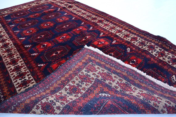 ビンテージラグ　伝統的　ウールラグ　アフガニスタン トライバルラグ ウール アフガニスタン ヴィンテージ 中古 ラグ敷物
