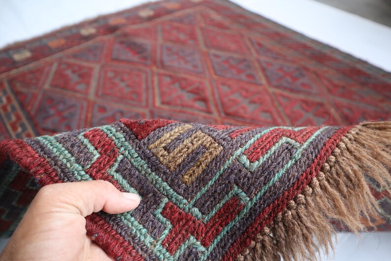 Afghan Antique Square Rug, 4x4 Handmade Wool Rug, Geometric Design Area ...