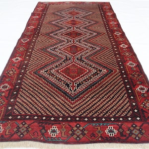 Multi Color Unique Rug, 3x6 Hand Knotted Wool Rug, Bahu Balochi Rug, Geometric Design 0riental Rug, Collector Piece Rug, Rug For Mothers day