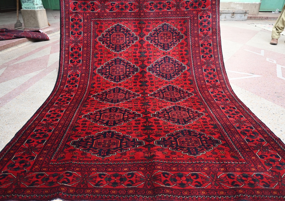 アフガニスタンデザインラグ カスタムサイズ 4.7x6.4フィート アフガニスタン ブハララグ