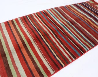 Multi Color Runner Rug, 2x5 Handmade Wool Rug, Afghan Geometric Design Rug, Soft Oriental Vintage Rug, Turkmen Tribal Rug, Rug For Hall Way,