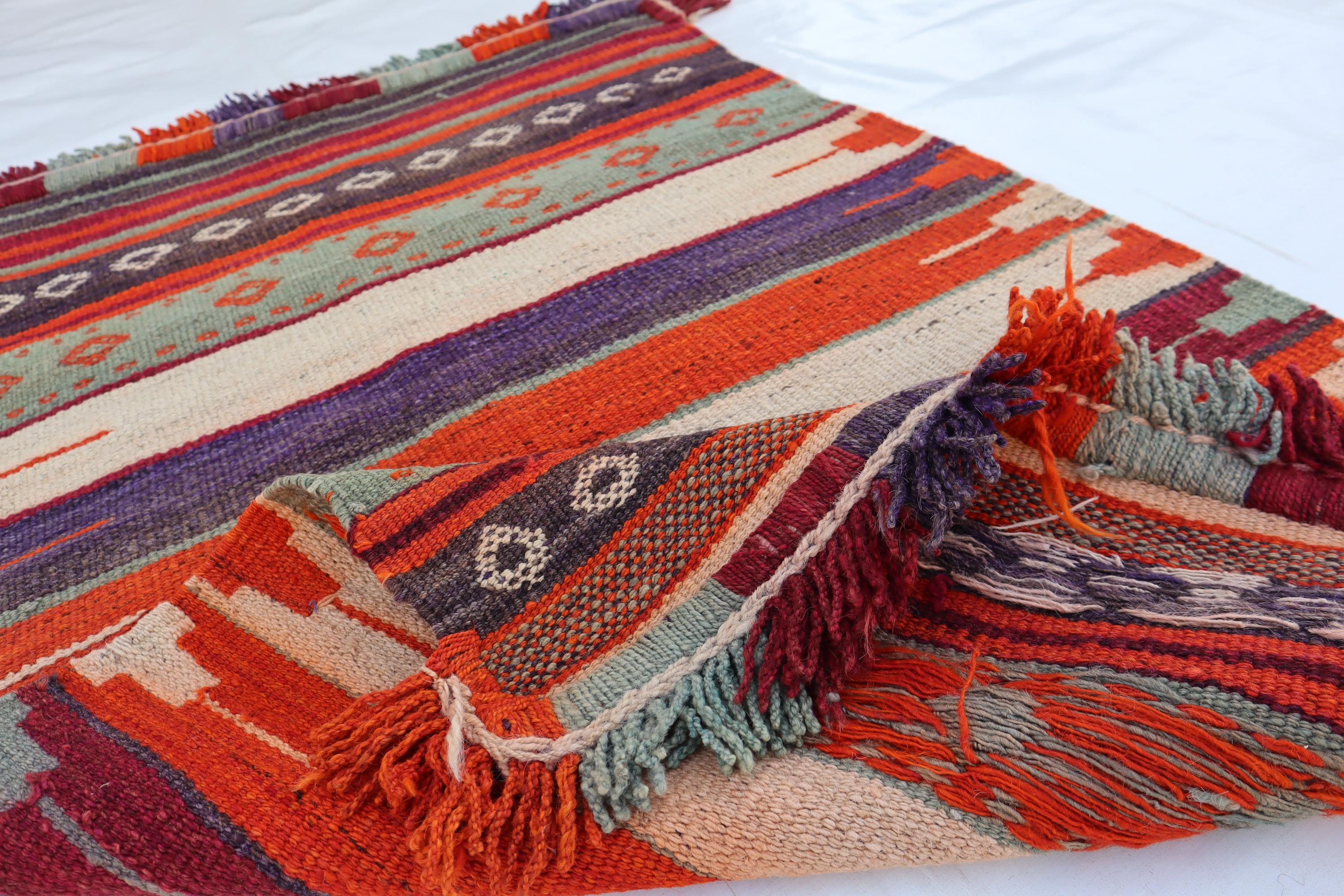 アフガニスタンアンティークキリムラグ、 2.5x3.9手織りウールラグ