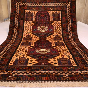 Afghan Antique Rug, Hand Knotted Wool Rug, Traditional Yellow Area Rug, Ethnic Geometric Rug, 4.7x6.6 ft Oriental Soft Rug, Living Room Rug