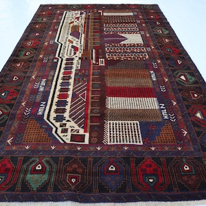 Handmade 100% Wool Rug, 4x7 Geometric Design Adraskan Rug, Collector Piece Rug, Afghan Tribal Rug, Oriental Turkmen Rug, Rug For Mothers Day