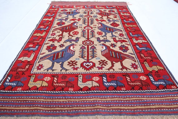 ビンテージラグ伝統的ウールラグアフガニスタン