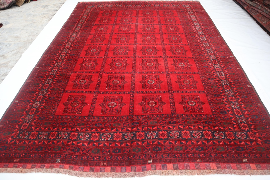 Afghan Antique Area Rug, 7x9 Handmade Wool Rug, Persian Oriental Rug ...