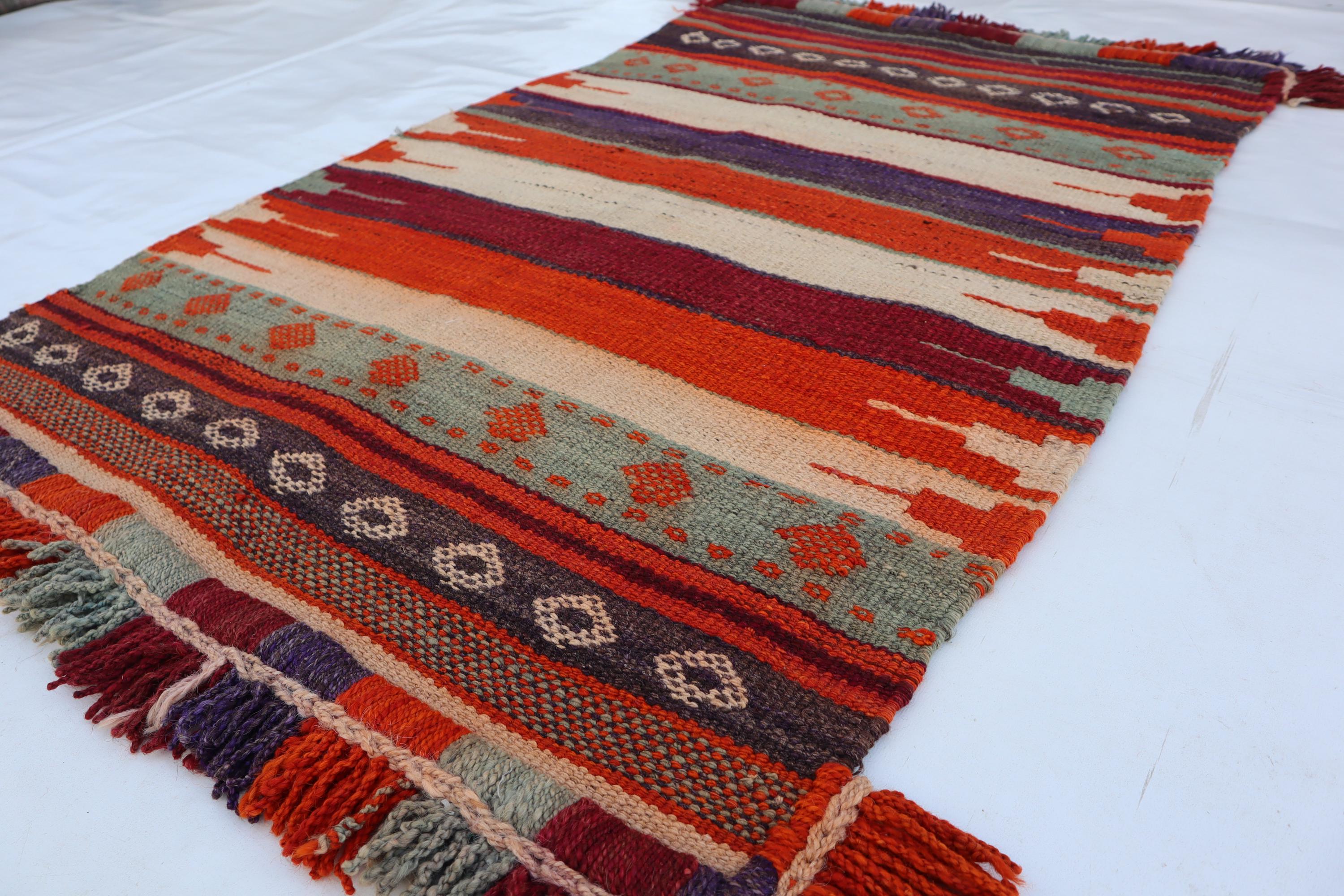 アフガニスタンアンティークキリムラグ、 2.5x3.9手織りウールラグ