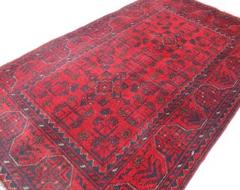 アフガニスタンのブハラ・スモールラグ、2.5x4インチのハンドメイド