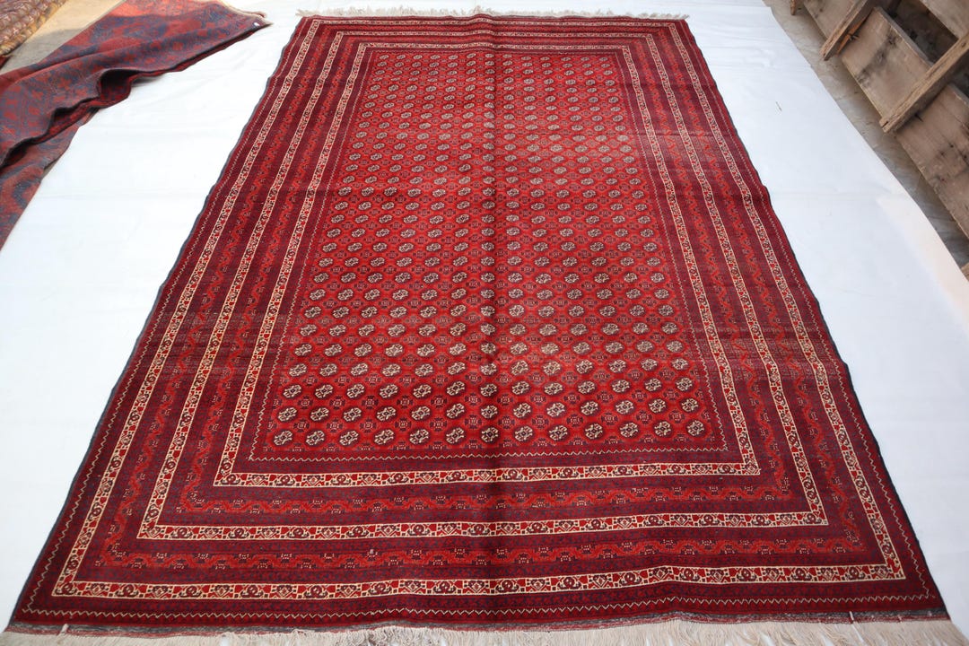 6x10 Red Vintage Rug, Handmade Wool Rug, Organic Dyes Rug, Mowri Gull ...