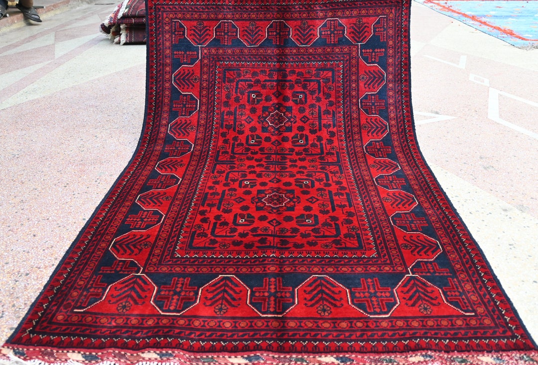 3.2x4.9 High Quality Bukhara Afghan Khamiyab Rug- Handmade Organic