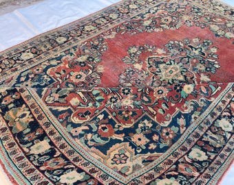 アフガニスタンのヴィンテージエリアラグ、7x10インチのハンドメイド