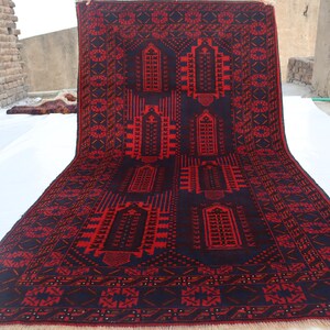 4x7 Ft Afghan Area Rug, Handmade Wool Rug, Afghan Oriental Balochi Rug, Kalamdan Design Antique Rug, Collector Piece Rug, Rug For Bedroom,