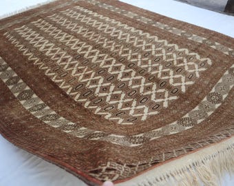 アフガニスタンのヴィンテージラグ、7x9インチのハンドメイドウール