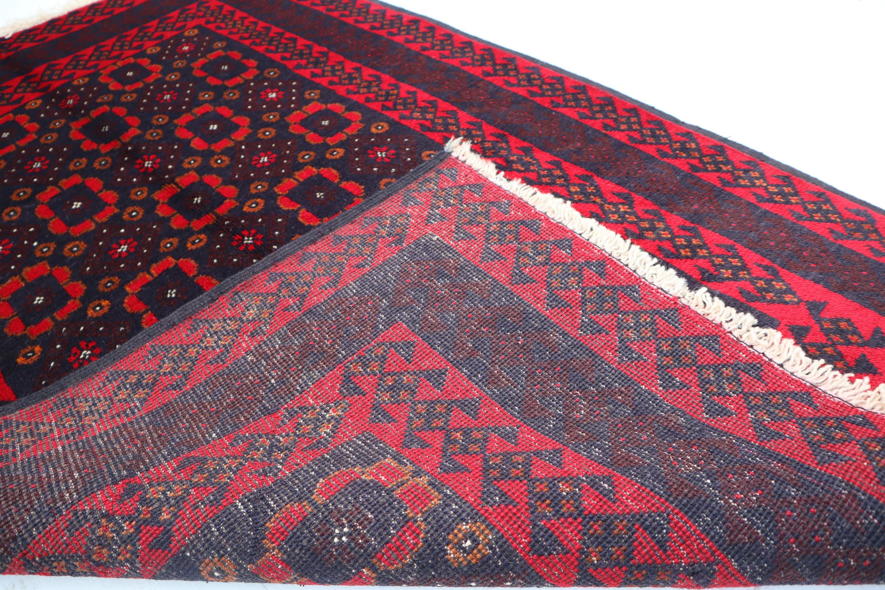 ビンテージラグ　伝統的　ウールラグ　アフガニスタン アンティーク アフガニスタン遊牧民ラグ 4'2x6'4フィート | 手編み