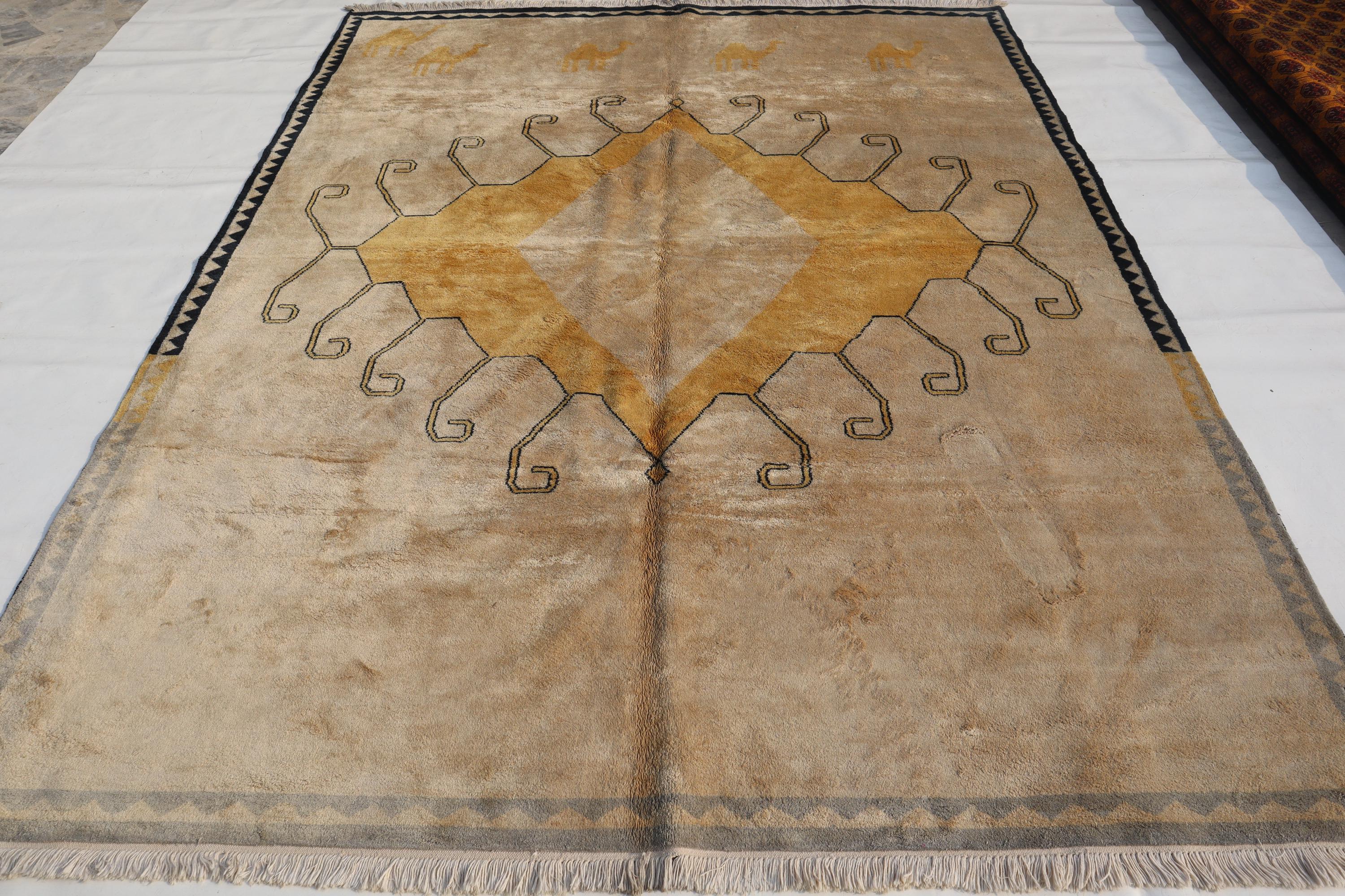 アフガニスタンアンティークラグ、7x8インチのハンドメイドシルクラグ