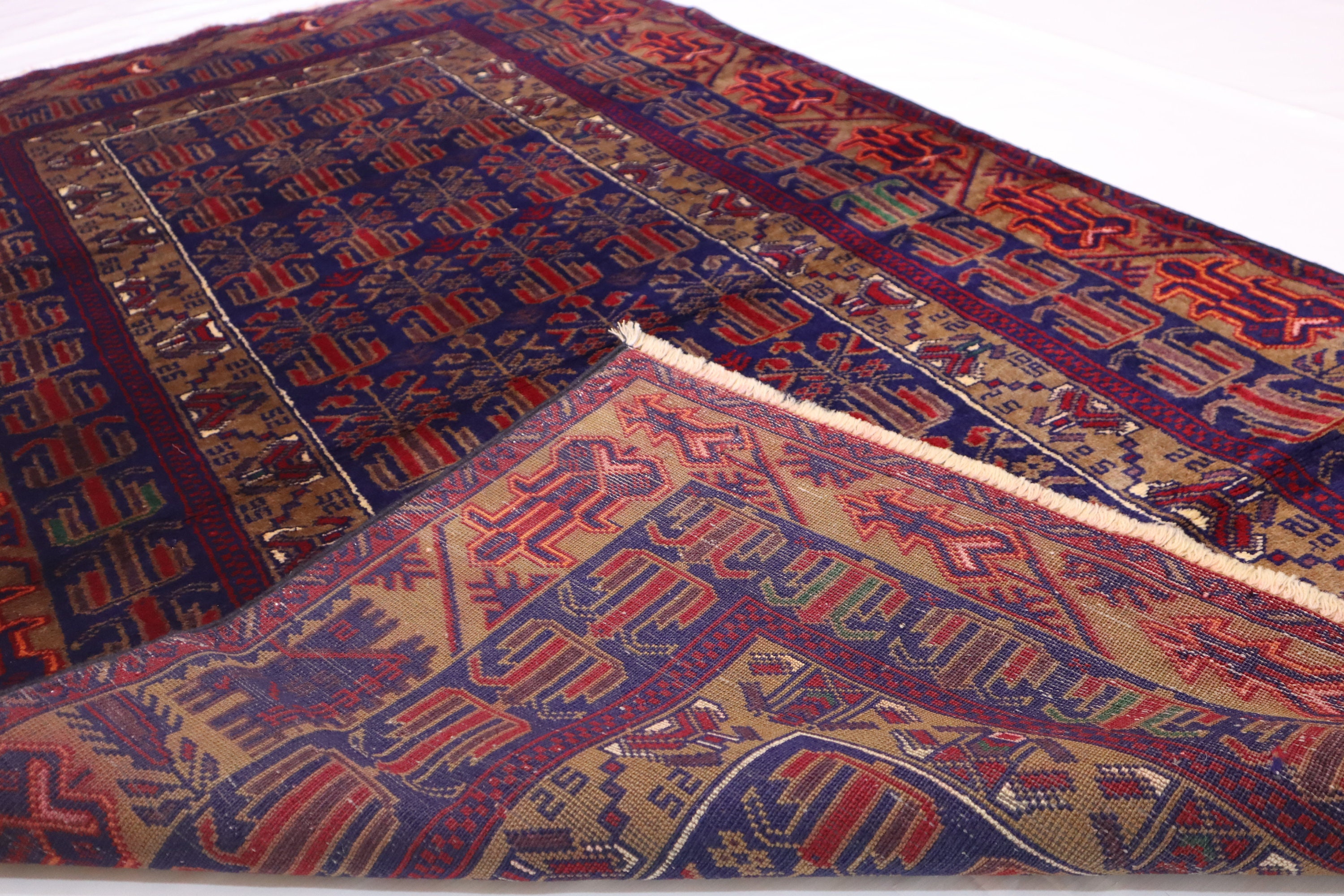 アフガニスタンの幾何学模様のラグ、3x6インチのハンドメイドウール アフガニスタンの幾何学模様のラグ、3x6インチのハンドメイドウール