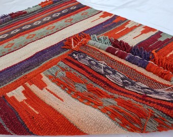アフガニスタンアンティークキリムラグ、 2.5x3.9手織りウールラグ