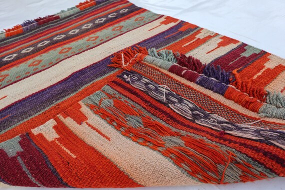 アフガニスタンアンティークキリムラグ、 2.5x3.9手織りウールラグ