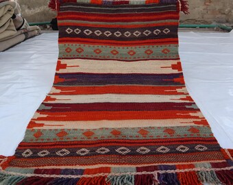 アフガニスタンアンティークキリムラグ、 2.5x3.9手織りウールラグ