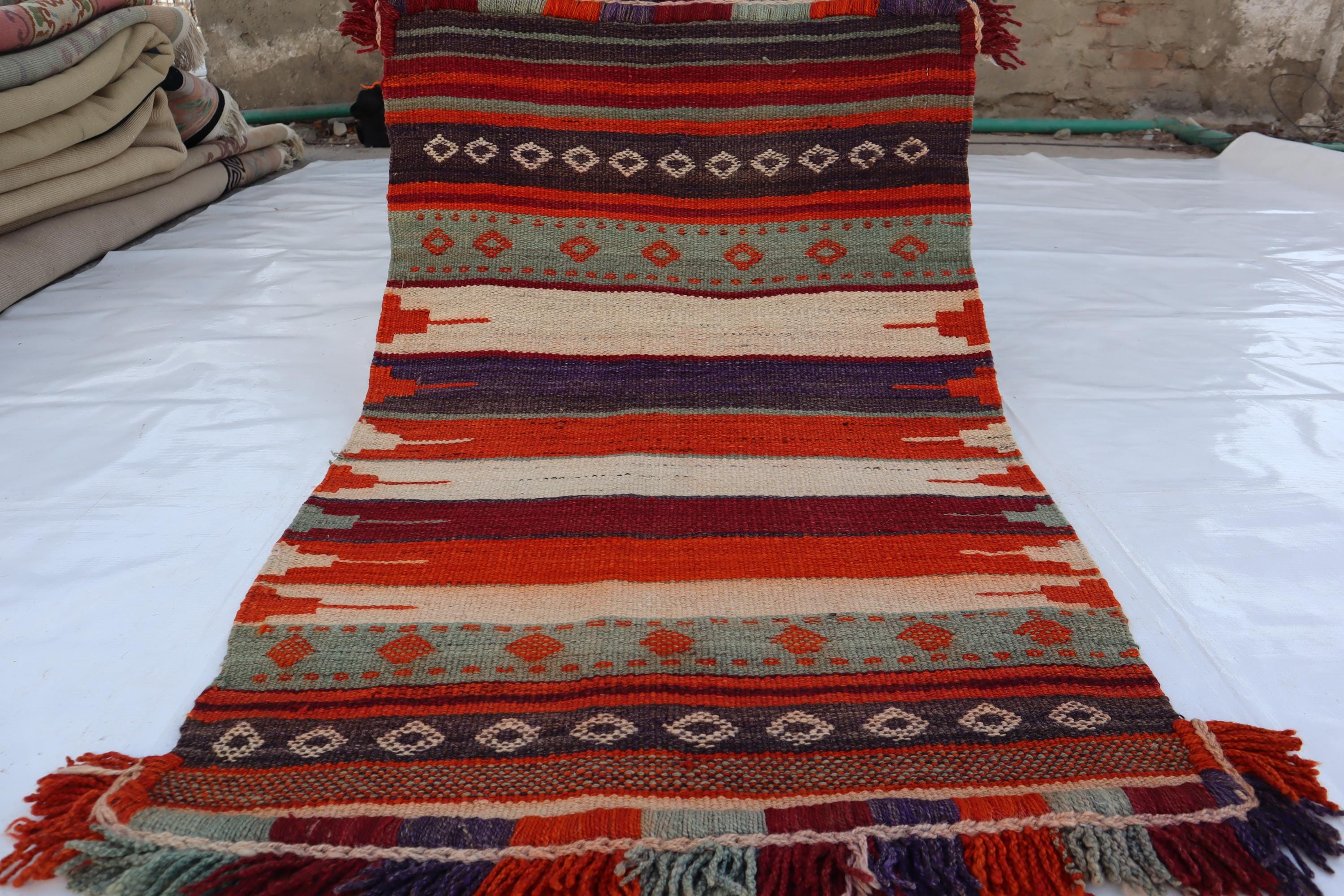 アフガニスタンアンティークキリムラグ、 2.5x3.9手織りウールラグ