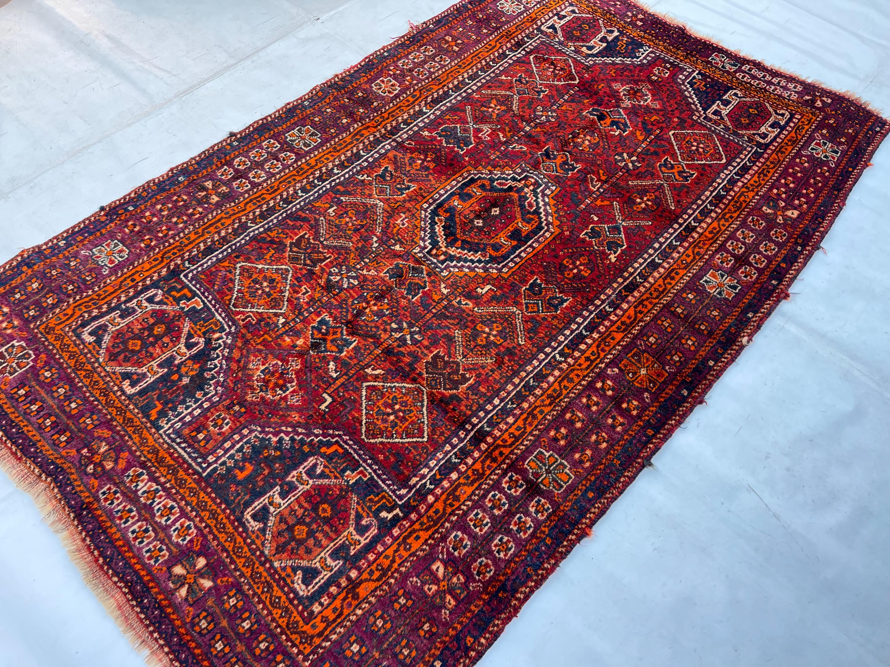Afghan Caucasian Rug, 5x8 Hand Knotted Wool Rug, Persian Oriental