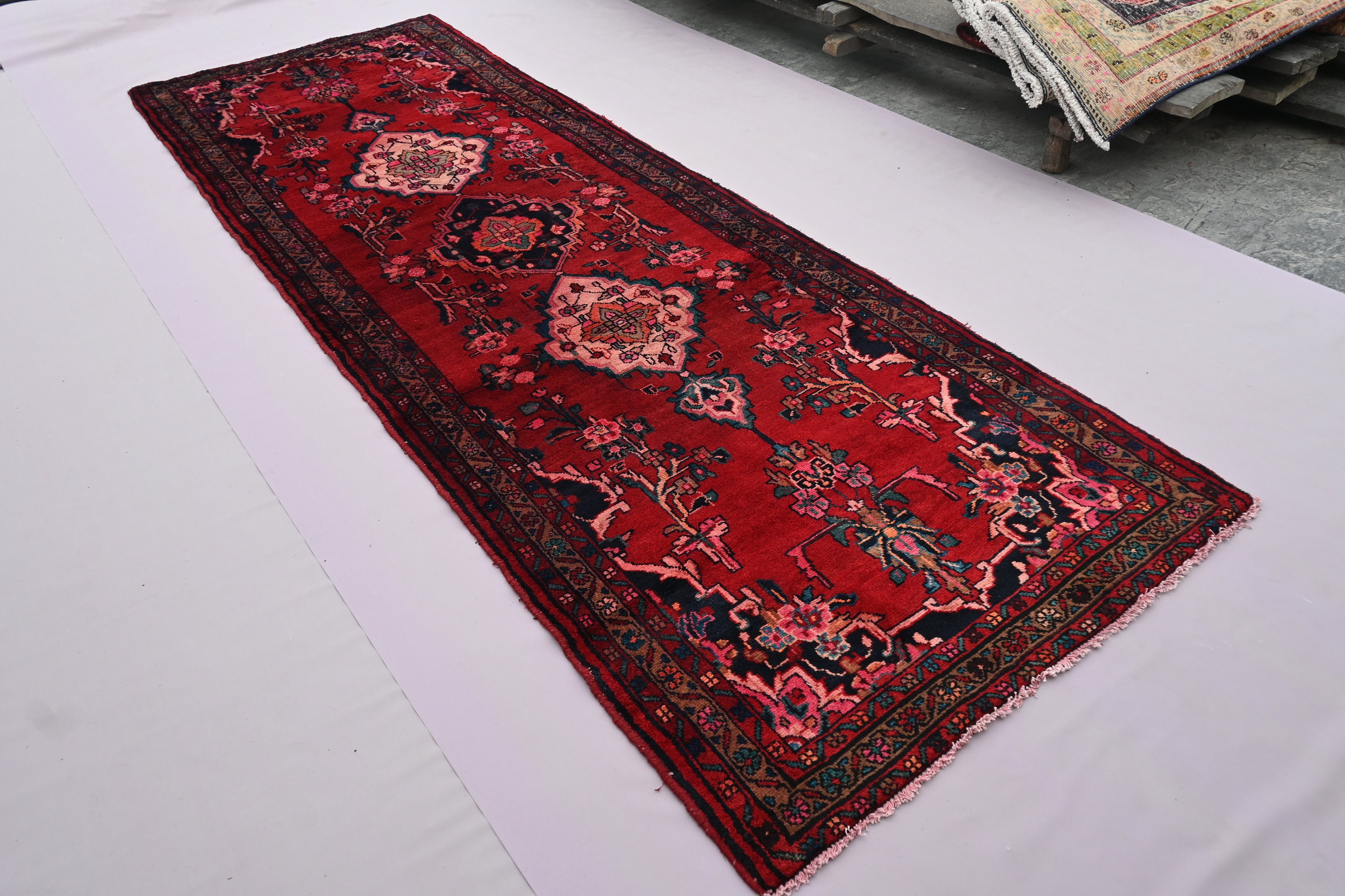 トルクメン アフガニスタン レッド ラグ/サイズ: 52x160cm... k5 トルクメン アフガニスタン レッド ラグ サイズ 52x160cm k5