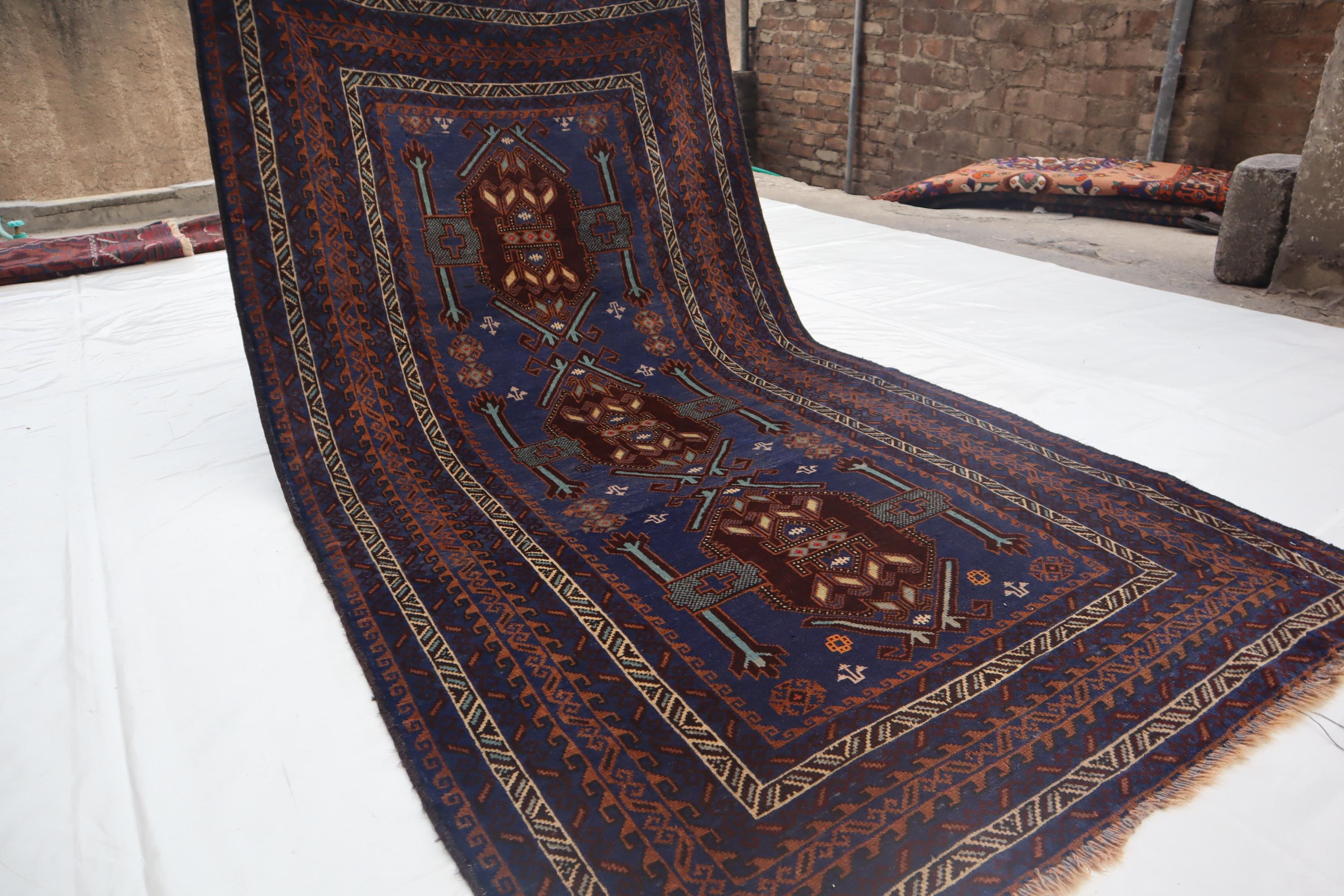 ビンテージラグ　伝統的　ウールラグ　アフガニスタン アフガニスタンのヴィンテージラグ、4x6インチのハンドメイドウール