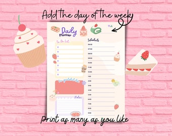 Daily Planner Printable planner Hourly daily planner Work Day Schedule daily planner for women