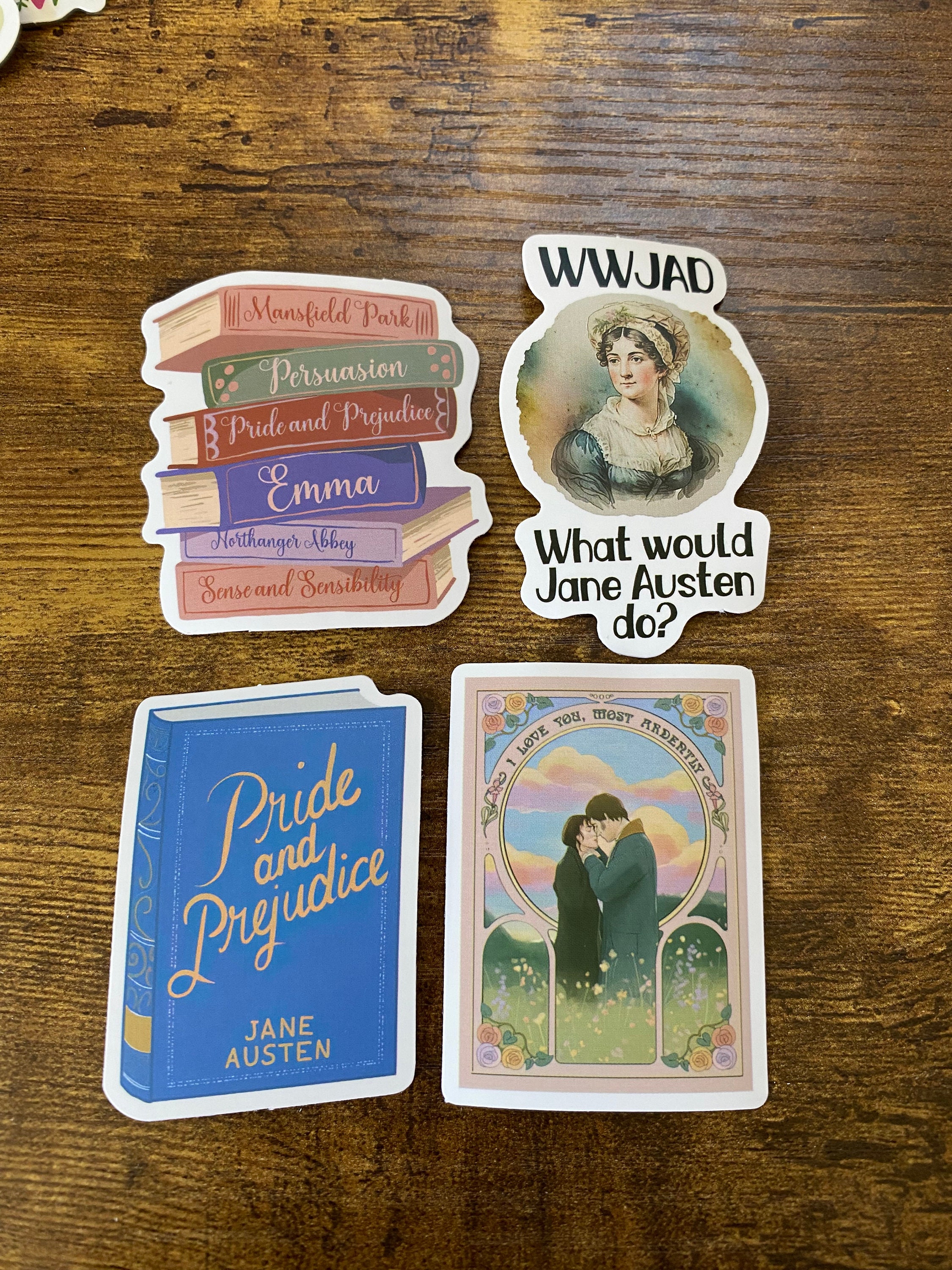 YUYIYULE 50pcs Jane Austen Multicolor Waterproof Vinyl Stickers Decals For Water Bottles, Laptops, Cars, Skateboards, Snowboards, Etc