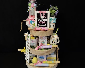 Easter Tiered Tray Decor, Farmhouse Easter Tier Tray, Mini Holiday Decor.