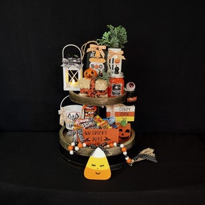 Halloween Tiered Tray Decor, Farmhouse Halloween Decorations, Fall Tier Tray Decor.