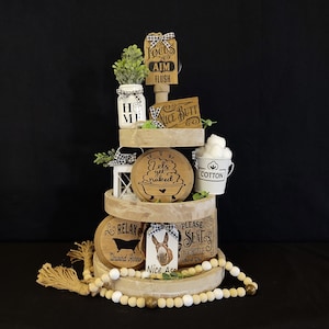 Bathroom Tiered Tray Decor, Rustic Farmhouse Bathroom Tier Tray, Funny Bathroom Signs.