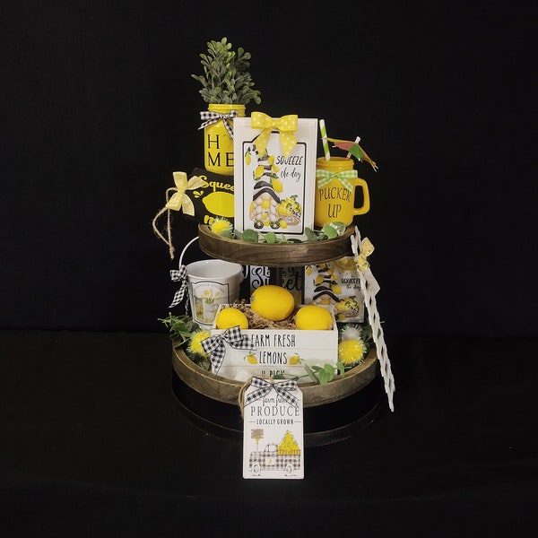 Lemon Tered Tray Decor Mn Lemonade - Etsy | Lemon Ktchen Decor