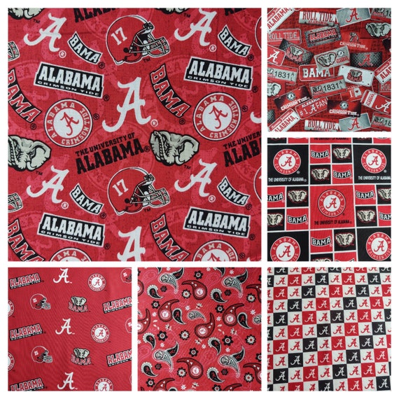 University of Alabama Crimson Tide NCAA College Logo 100% Cotton Fabric by the yard.