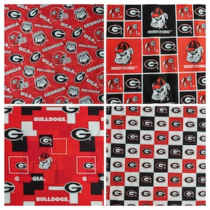 University of Georgia Bulldogs NCAA College Logo 100% Cotton Fabric by the yard.