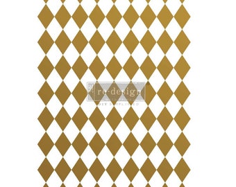 Redesign With Prima Decor Transfers Gold Harlequin 24"x35" Rub On Transfers For Furniture Furniture Decals Transfers Furniture Transfers
