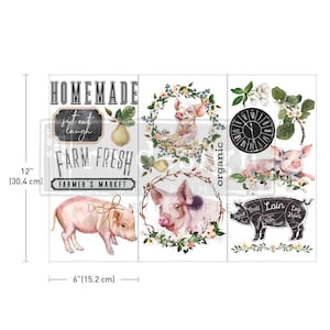 Small Transfers Farm Fresh 6&quot;x12&quot; Flower Floral Decor Decal Rub On Transfers For Furniture Furniture Decals Transfers Furniture Transfers