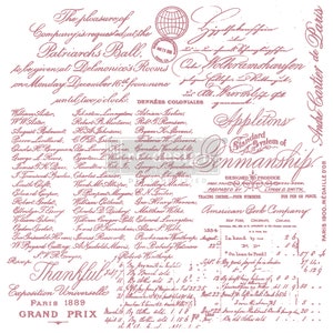 Redesigner avec les tampons transparents Prima Decor Note manuscrite 12 x 12 transparents autocollants à frotter pour transfert de meubles Décoration de Noël