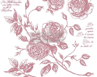 Redesign With Prima Decor Stamp Romance Roses 12"x12" Decal Rub On Transfers For Furniture Furniture Decals Transfers Furniture Transfers