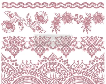 Redesign With Prima Decor Stamp Bohemian Florals 12"x12" Decal Rub On Transfers For Furniture Furniture Decals Transfers Furniture Transfers