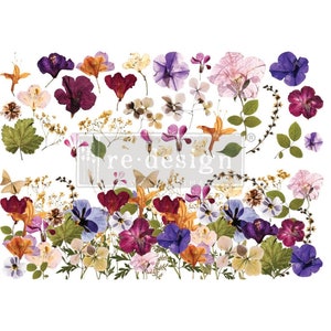 Redesign With Prima Decor Transfers Pressed Flowers 24"x35" Rub On Transfers For Furniture Furniture Decals Transfers Furniture Transfers